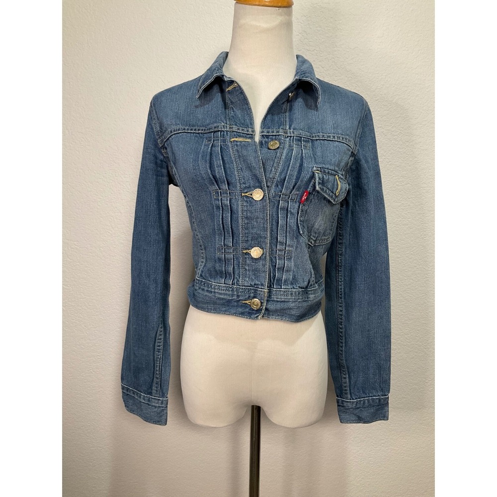 Vintage Y2K Womens Levis Denim Jacket LVC Pocket Crop